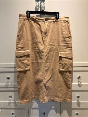 Womens Cargo Midi Skirt in Tan from Plenty